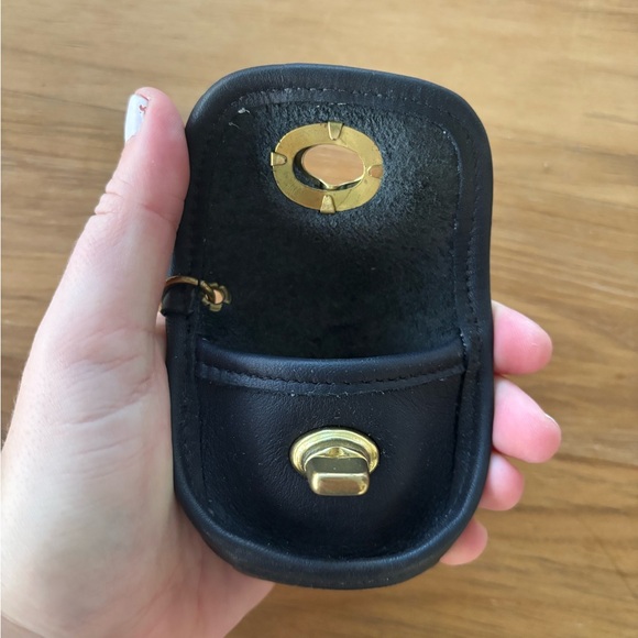 VINTAGE COACH Mini Coin Purse Key Fob Black Leather - Picture 5 of 5